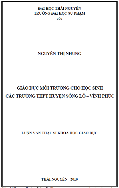 giao duc moi truong cho hoc sinh cac truong thpt huyen song lo tinh vinh phuc