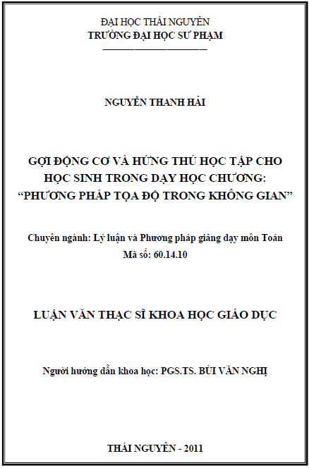goi dong co va hung thu hoc tap cho hoc sinh trong day hoc chuong phuong phap toa do trong khong gian