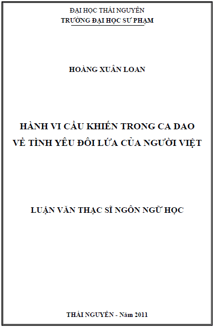 hanh vi cau khien trong ca dao ve tinh yeu doi lua cua nguoi viet