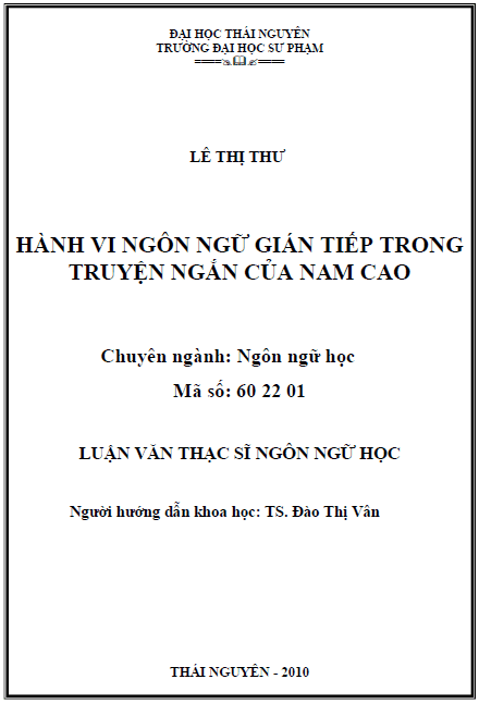 hanh vi ngon ngu gian tiep trong truyen ngan cua nam cao