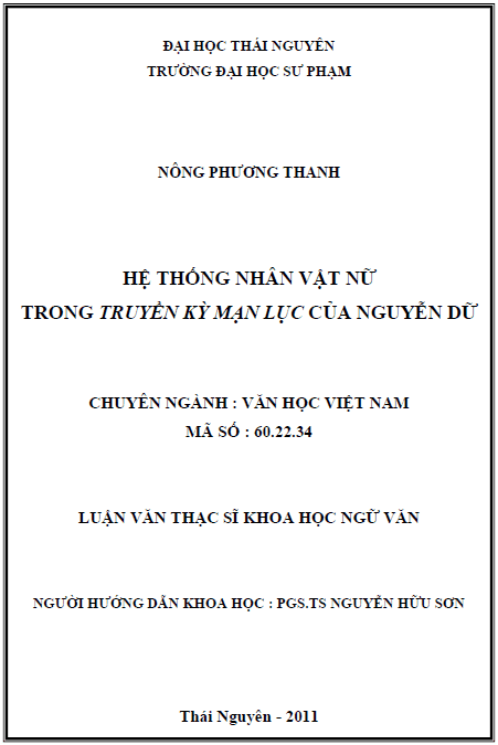 he thong nhan vat nu trong truyen ky man luc cua nguyen du