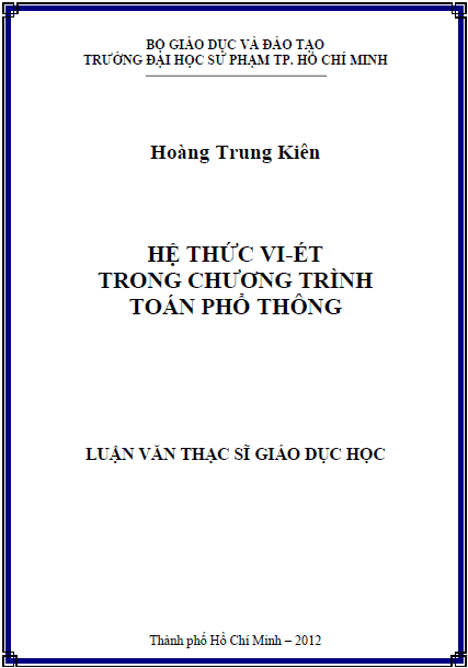 he thuc vi et trong chuong trinh toan pho thong