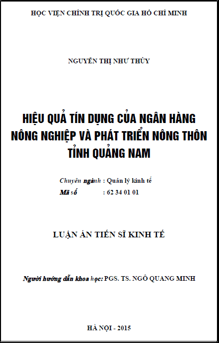hieu qua tin dung cua ngan hang nong nghiep va phat trien nong thon tinh quang nam