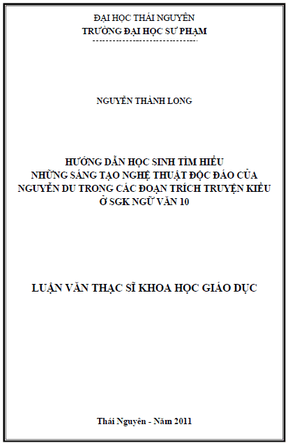 huong dan hoc sinh tim hieu nhung sang tao nghe thuat doc dao cua nguyen du trong cac doan trich truyen kieu o sach giao khoa ngu van 10