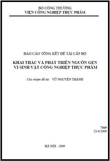 khai thac va phat trien nguon gen vi sinh vat cong nghiep thuc pham