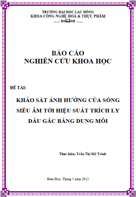 khao sat anh huong cua song sieu am toi hieu suat trich ly dau gac bang dung moi