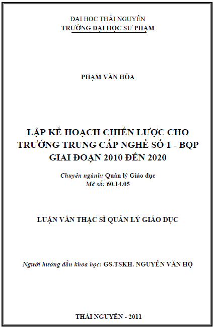 lap ke hoach chien luoc cho truong trung cap nghe so 1 giai doan 2010 den 2020