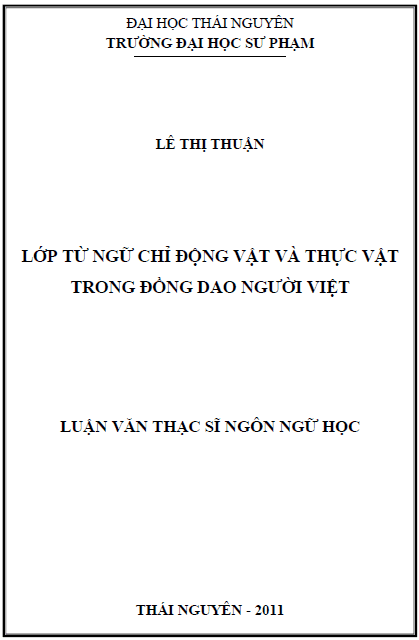 lop tu ngu chi dong vat va thuc vat trong dong dao nguoi viet