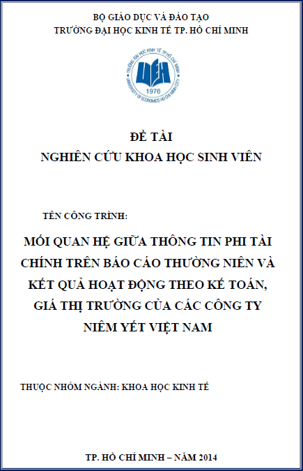 moi quan he giua thong tin phi tai chinh tren bao cao thuong nien va ket qua hoat dong theo ke toan gia thi truong cua cac cong ty niem yet viet nam