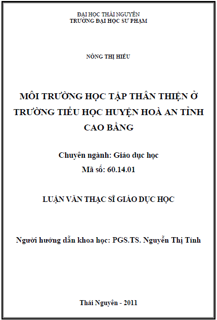moi truong hoc tap than thien o truong tieu hoc huyen hoa an tinh cao bang