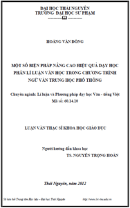 mot so bien phap nang cao hieu qua day hoc phan li luan van hoc trong chuong trinh ngu van trung hoc pho thong