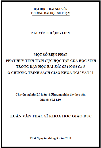 mot so bien phap phat huy tinh tich cuc hoc tap cua hoc sinh trong day hoc bai tac gia nam cao o chuong trinh sach giao khoa ngu van 11