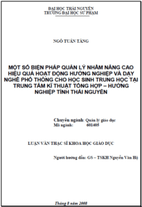 mot so bien phap quan ly nham nang cao hieu qua hoat dong huong nghiep va day nghe pho thong cho hoc sinh trung hoc tai trung tam ky thuat tong hop huong nghiep tinh thai nguyen