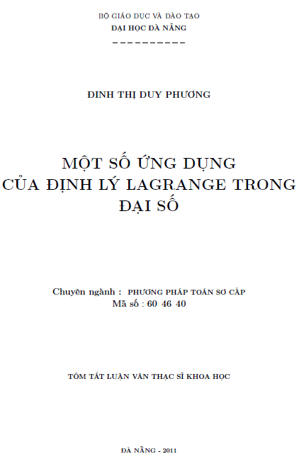 mot so ung dung cua dinh ly lagrange trong dai so