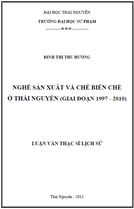 nghe san xuat va che bien che o thai nguyen giai doan 1997 2010