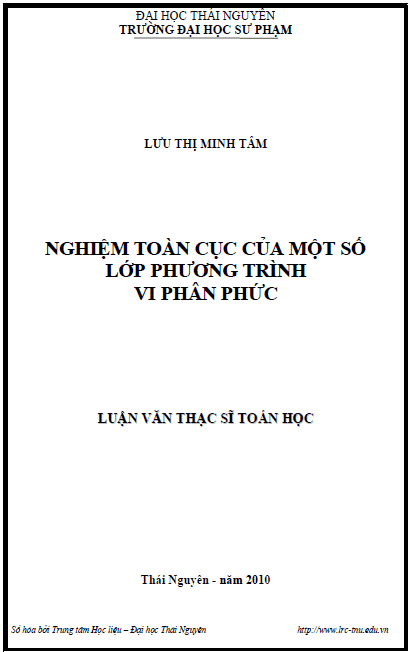 nghiem toan cuc cua mot so lop phuong trinh vi phan phuc