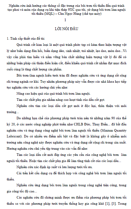 nghien cuu anh huong cac thong so dac trung cua boi tron toi thieu den qua trinh tao phoi va mon cua dung cu khi tien thep 9xc qua toi su dung boi tron lam nguoi toi thieu mql