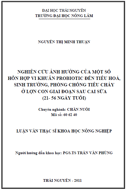 nghien cuu anh huong cua mot so hon hop vi khuan probiotic den tieu hoa sinh truong phong chong tieu chay o lon con giai doan sau cai sua tu 21 56 ngay tuoi