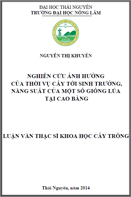 nghien cuu anh huong cua thoi vu cay toi sinh truong nang suat cua mot so giong lua tai cao bang