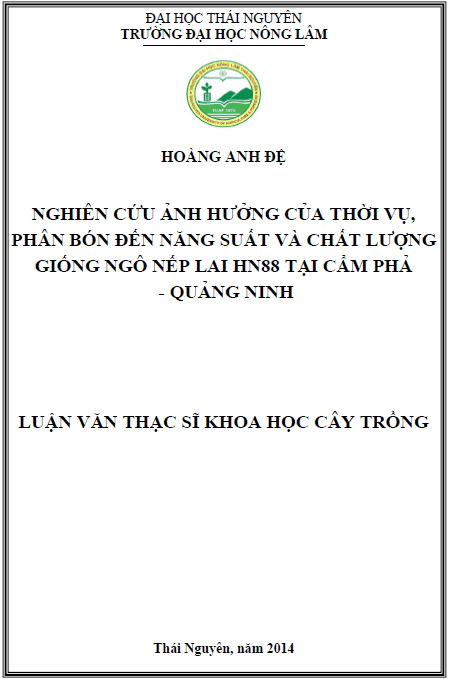nghien cuu anh huong cua thoi vu phan bon den nang suat va chat luong giong ngo nep lai hn88 tai cam pha quang ninh