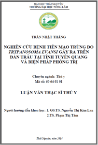 nghien cuu benh tien mao trung do trypanosoma evansi gay ra tren dan trau tai tinh tuyen quang va bien phap phong tri