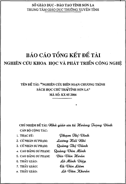 nghien cuu bien soan sach hoc chu thai tinh son la