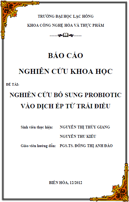 nghien cuu bo sung probiotic vao dich ep tu trai dieu