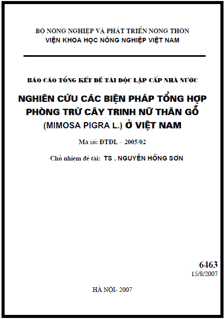 nghien cuu cac bien phap tong hop phong tru cay trinh nu than go mimosa pigral o viet nam