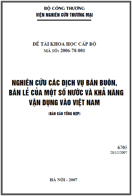 nghien cuu cac dich vu ban buon ban le cua mot so nuoc va kha nang van dung vao viet nam