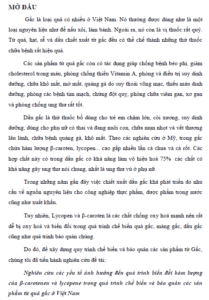 nghien cuu cac yeu to anh huong den qua trinh bien doi ham luong cua carotenen va lycopene trong qua trinh che bien va bao quan cac san pham tu qua gac o viet nam