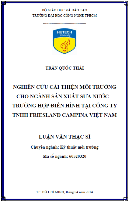 nghien cuu cai thien moi truong cho nganh san xuat sua nuoc truong hop dien hinh tai cong ty tnhh friesland campina viet nam