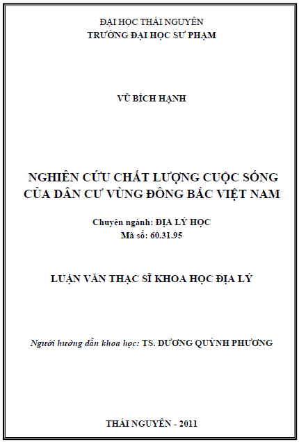 nghien cuu chat luong cuoc song cua dan cu vung dong bac viet nam