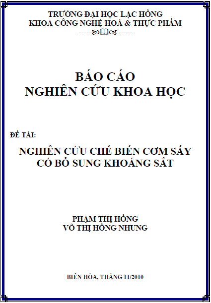 nghien cuu che bien com say co bo sung khoang sat