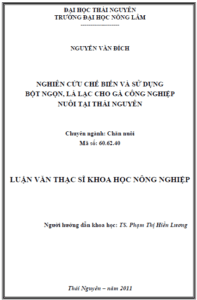nghien cuu che bien va su dung bot ngon la lac cho ga cong nghiep nuoi tai thai nguyen