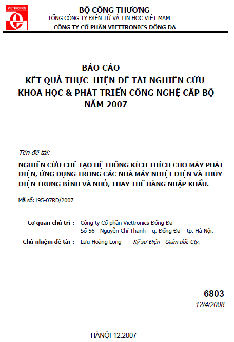 nghien cuu che tao he thong kich thich cho may phat dien ung dung trong cac nha may nhiet dien va thuy dien trung binh va nho thay the hang nhap khau