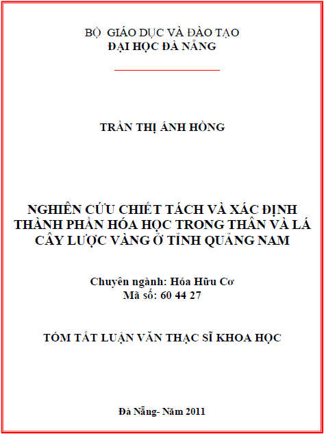 nghien cuu chiet tach va xac dinh thanh phan hoa hoc trong la cay luoc vang o tinh quang nam
