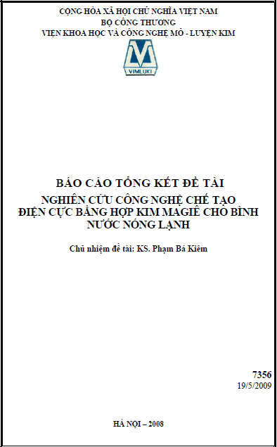 nghien cuu cong nghe che tao dien cuc bang hop kim magie cho binh nuoc nong lanh