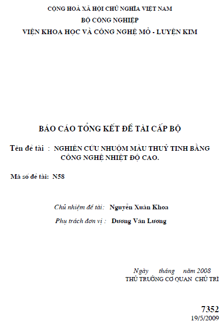 nghien cuu cong nghe nhuom mau thuy tinh bang cong nghe nhiet do cao