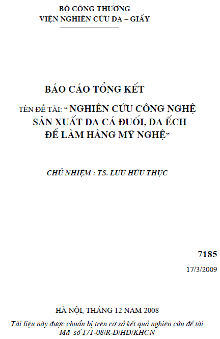nghien cuu cong nghe san xuat da ca duoi da ech lam hang my nghe