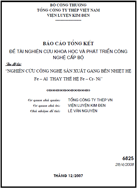 nghien cuu cong nghe san xuat gang ben nhiet he fe al thay the he fe cr ni