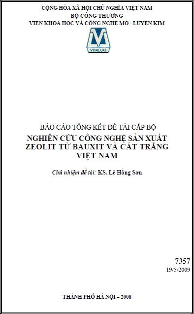 nghien cuu cong nghe san xuat zeolit tu bauxit va cat trang viet nam