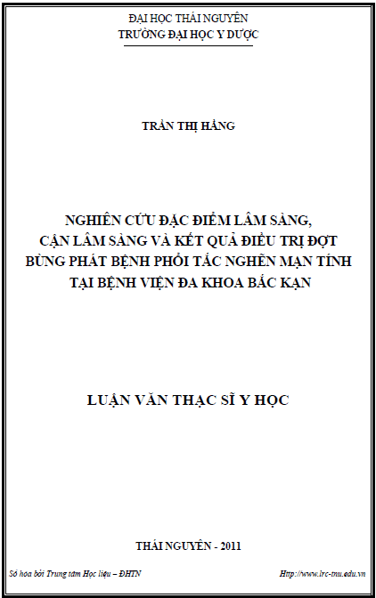 nghien cuu dac diem lam sang can lam sang va ket qua dieu tri dot bung phat benh phoi tac nghen man tinh tai benh vien da khoa bac kan