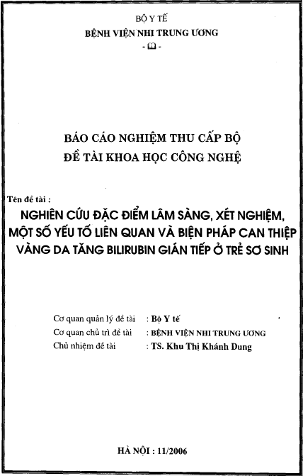 nghien cuu dac diem lam sang xet nghiem mot so yeu to lien quan va bien phap can thiep vang da tang bilirubin gian tiep o tre so sinh