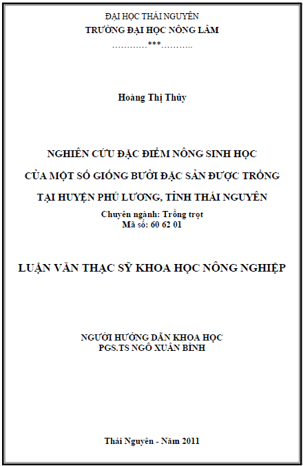 nghien cuu dac diem nong sinh hoc cua mot so giong buoi dac san duoc trong tai huyen phu luong tinh thai nguyen