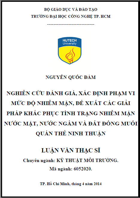 nghien cuu danh gia xac dinh pham vi muc do nhiem man de xuat cac giai phap khac phuc tinh trang nhiem man nuoc mat nuoc ngam va dat dong muoi quan the ninh thuan