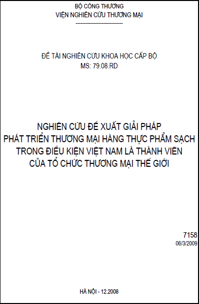nghien cuu de xuat giai phap phat trien thuong mai hang thuc pham sach trong dieu kien viet nam la thanh vien cua to chuc thuong mai the gioi