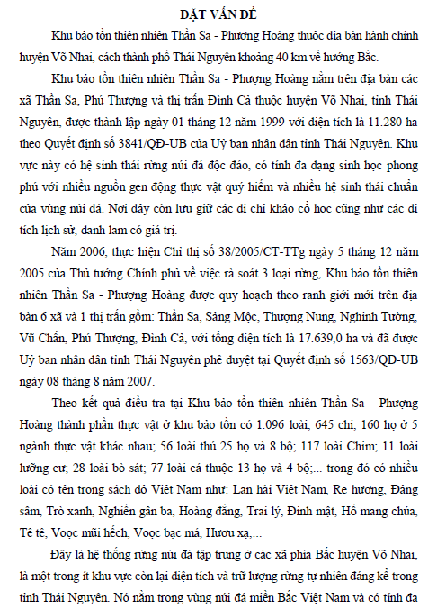 nghien cuu de xuat mot so giai phap gop phan quan ly ben vung tai nguyen rung tai khu bao ton thien nhien than sa phuong hoang tinh thai nguyen