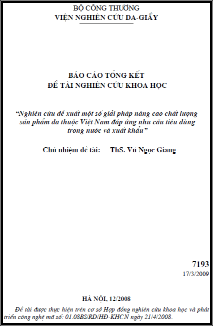 nghien cuu de xuat mot so giai phap nang cao chat luong san pham da thuoc viet nam dap ung nhu cau trong nuoc va xuat khau