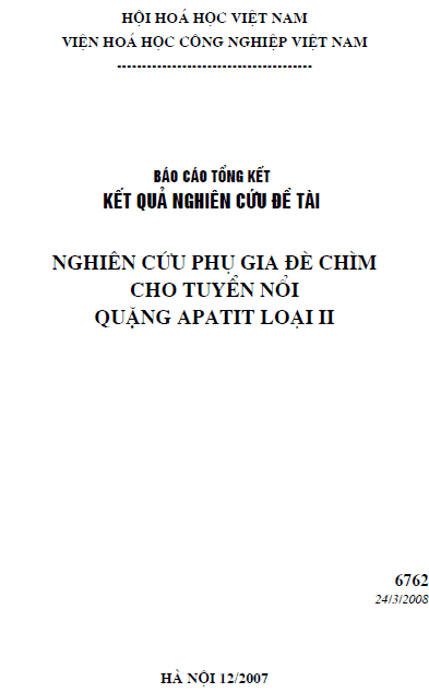 nghien cuu dieu che thuoc de chim cho tuyen noi quang apatit loai ii lao cai
