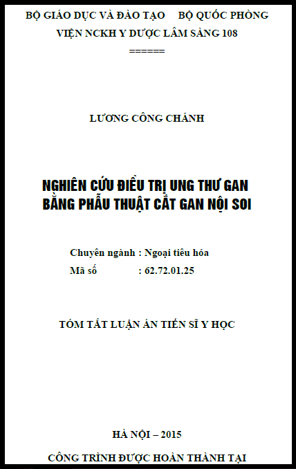 nghien cuu dieu tri ung thu gan bang phau thuat cat gan noi soi